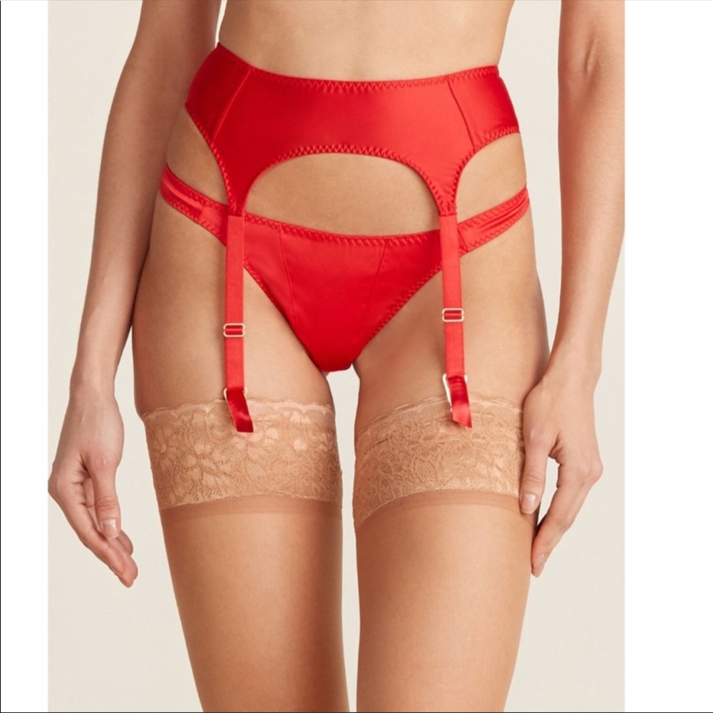 AP L’Agent satin Danita garter belt and thong set - Picture 1 of 6